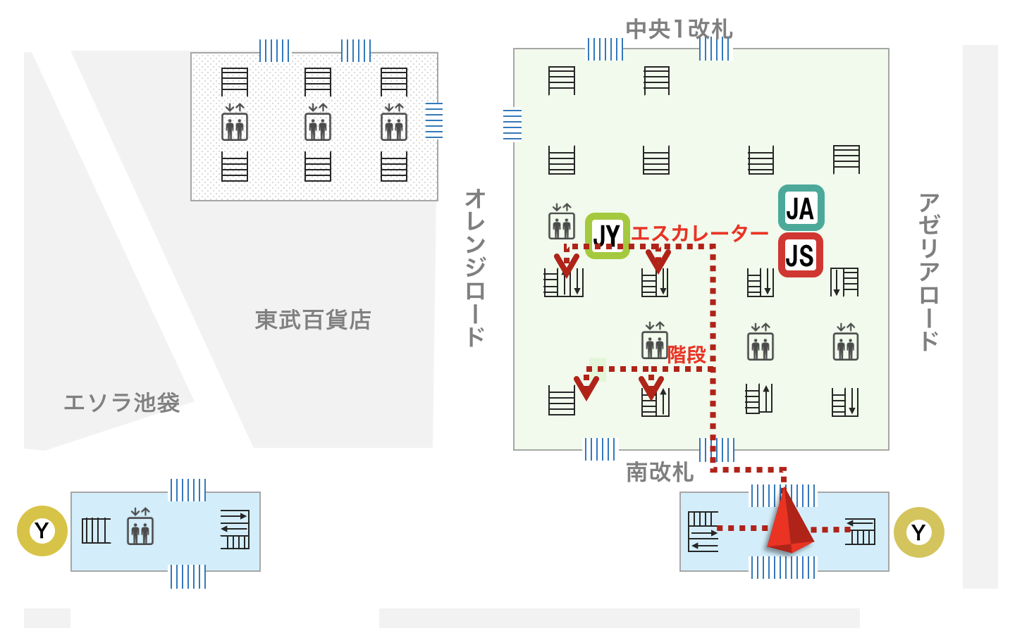 池袋駅 有楽町線とjr山手線間の乗換え道順 エレベータールート つれてんてん